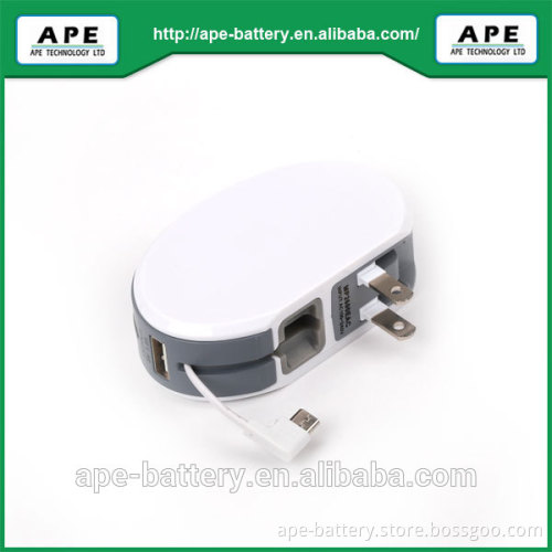 2014 hot popular 2 output ports + AC input mobile power 2600mAh